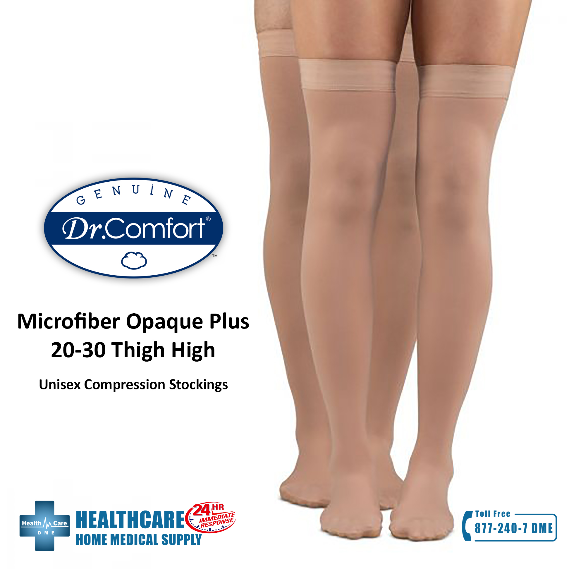 Dr. Comfort Microfiber Opaque Plus 20-30 Thigh High | Michigan USA Unisex Compression Stockings