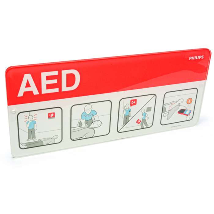 Philips AED Awareness Sign Placard - Red 989803170901 in Michigan USA