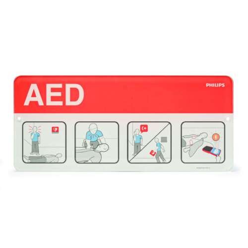 Philips AED Awareness Sign Placard - Red 989803170901 in Michigan USA