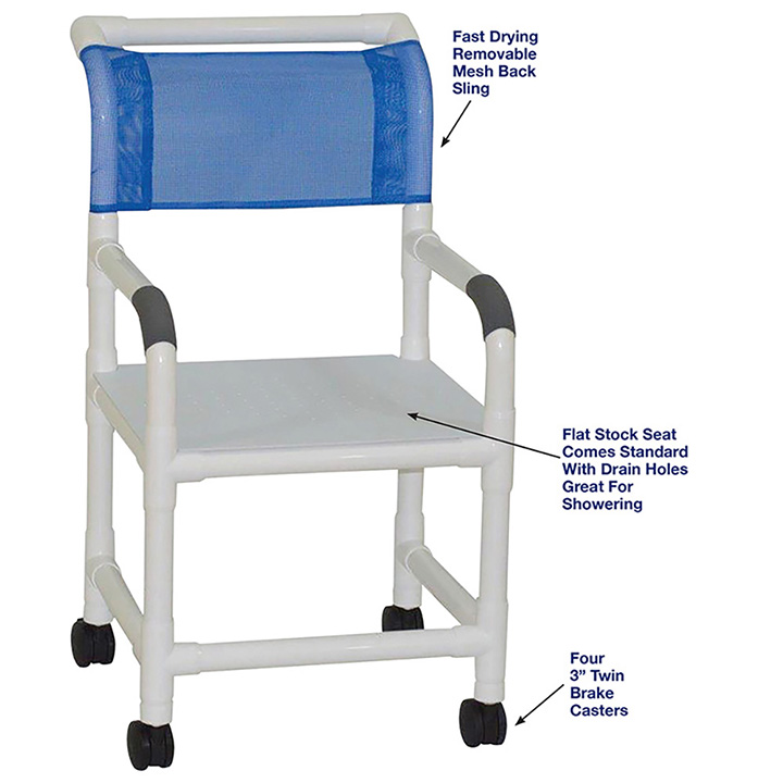MJM SHOWER CHAIR WITH FLAT STOCK SEAT 118-3-F in Michigan USA