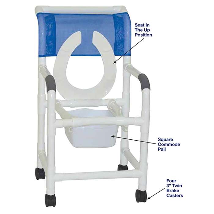 SUPERIOR SHOWER CHAIR W/FLIP FRONT SEAT AND SQUARE PAIL in Michigan USA