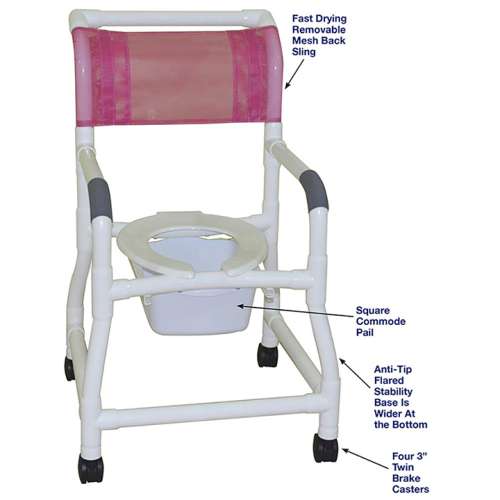 MJM ANTI-TIP FLARED STABILITY SHOWER CHAIR AND SQUARE PAIL in Michigan USA