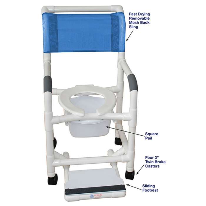 SUPERIOR SHOWER CHAIR W/SLIDING FOOTREST & SQUARE PAIL in Michigan USA