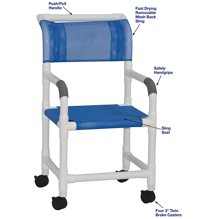 MJM SHOWER CHAIR WITH SLING SEAT - 118-3-SL in Michigan USA