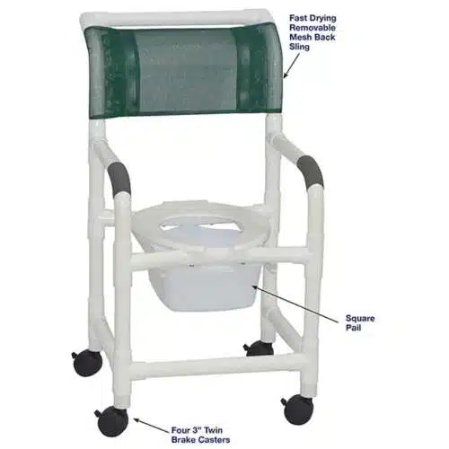 MJM SUPERIOR SHOWER CHAIR WITH SQUARE PAIL 118-3-SQ-PAIL in Michigan USA