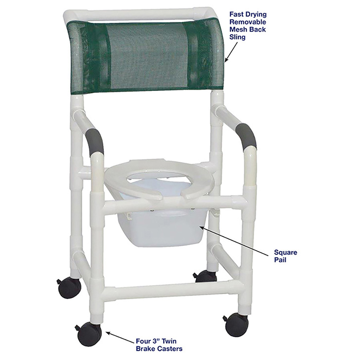 MJM SUPERIOR SHOWER CHAIR WITH SQUARE PAIL 118-3-SQ-PAIL in Michigan USA