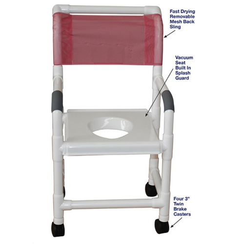 MJM Wide Shower Chair 22" - Full Support Snap On Seat - 122-3TW-VS