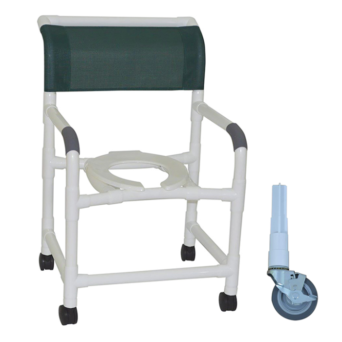 MJM Wide shower chair 22" - open front seat- 4" heavy duty casters - 122-4HD