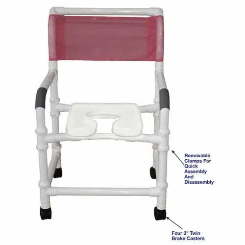 MJM Knocked Down Wide shower chair 22" - deluxe elongated open front soft seat - 122-3TW-KD-SSDE