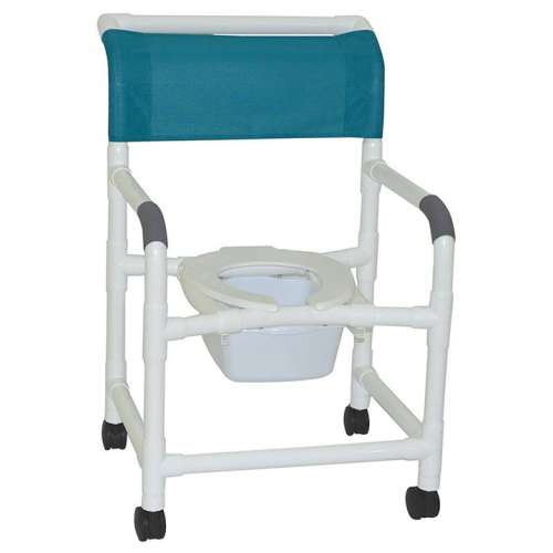 MJM Wide shower chair 22" internal width- open front seat- 3" twin casters- Square Pail 122-3TW-10-QT-C
