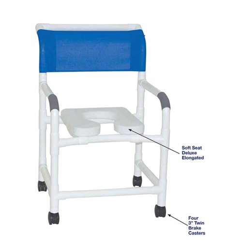 MJM Wide shower chair 22" - deluxe elongated open front soft seat - 122-3TW-SSDE