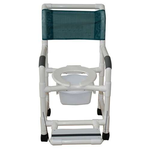 MJM Shower chair 18" with folding footrest & commode pail - 118-3TW-FF-SSDE-SQ-PAIL in Michigan USA