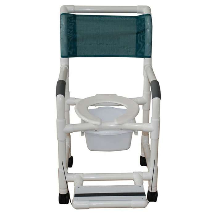 MJM Shower chair 18" with folding footrest & commode pail - 118-3TW-FF-SSDE-SQ-PAIL in Michigan USA