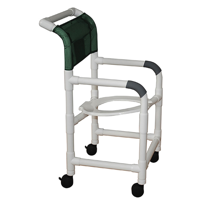MJM Shower chair 18" - 2" lower in back - soft seat and slide out footrest- 118-3TW-TS-SSDE-SF in Michigan USA