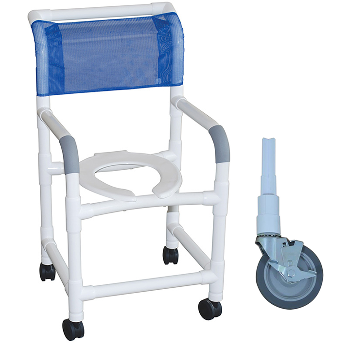 MJM Shower chair 18" open front seat- 5" heavy duty casters- 118-5HD in Michigan USA