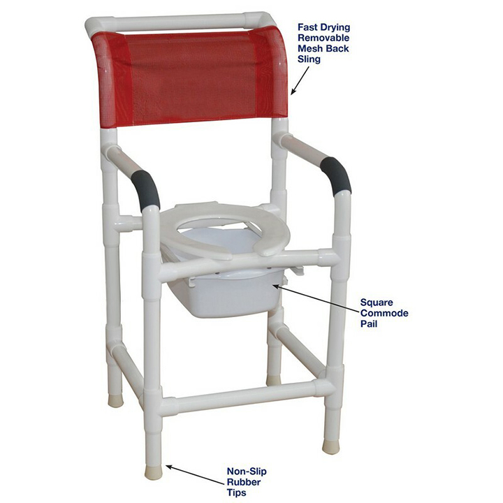 MJM Shower chair 18" NO CASTERS - commode pail - 118-LP-10-QT-C in Michigan USA