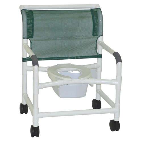 MJM International Wide shower chair 26" internal width, open front seat, for UNI-LATERAL OR BILATERAL BELOW KNEE AMPUTEE, 4" twin casters, 425 lbs weight capacity Available in Michigan USA Healthcare DME Offering free shipping all 50 states of united states.