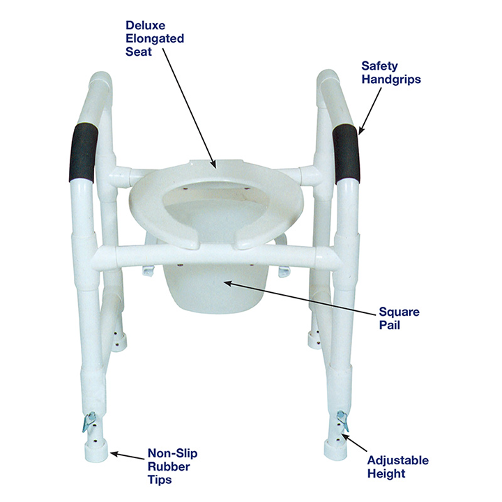 MJM International Toilet safety frame (adjustable height), a deluxe elongated open-front commode seat, 250 lbs weight capacity - Available in Michigan USA Healthcare DME Offering free shipping all 50 states of united states.