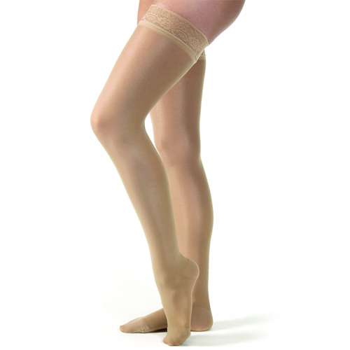 Jobst UltraSheer Thigh High 15-20 mmHg Lace Silicone Top Band Petite Compression Stockings Support hosiery combining style with effective compression support.. for sale available in Ann Arbor MI, USA