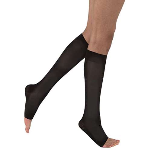 Jobst Opaque Knee High 15-20 mmHg Open Toe Compression Stockings is an ultra-soft, fashionable alternative to sheer stockings. for sale available in Ann Arbor MI, USA