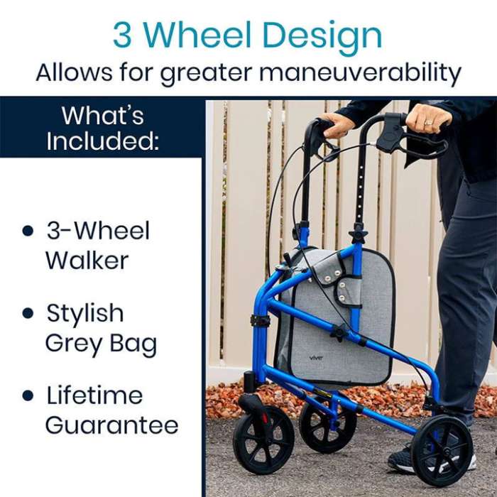3-Wheel Rollator Walker - Lightweight Foldable Walking Walker design for Stability walking aid with foldable + lightweight design for convenient storage, for sale in Michigan USA