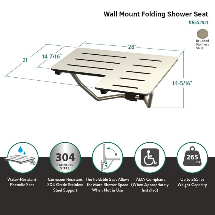 Wall Mounted Shower Seat For Nursing Home