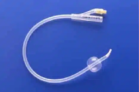 Foley Catheter Rusch 24 Fr, 2-Way Coude Tip with 5 cc balloon, 100% silicone for comfort, durability, and smooth urinary drainage.